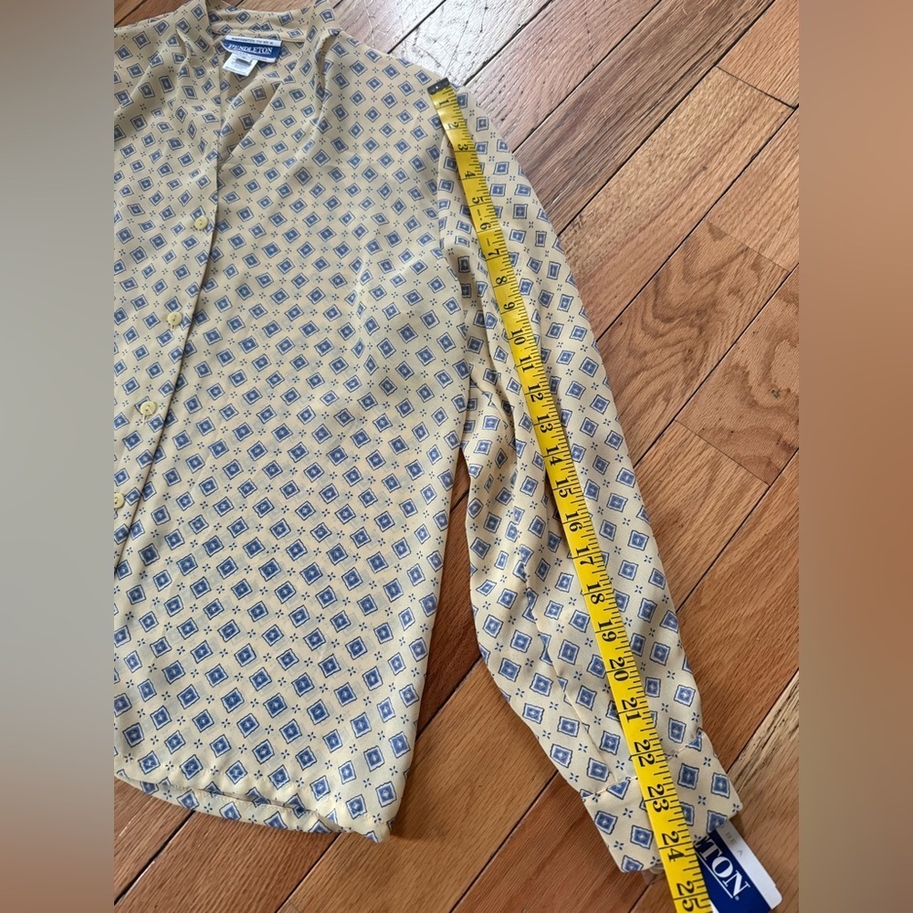 PENDLETON Provence Women’s Sz 10 Yellow Geometric V-neck Long Sleeves Blouse NWT - Picture 13 of 13